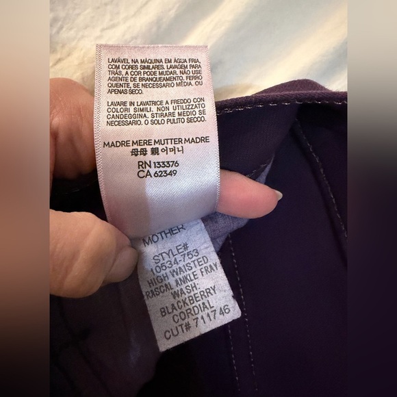 Mother High Waist Rascal Ankle Fray in Blackberry Cordial Purple Denim - Picture 8 of 9